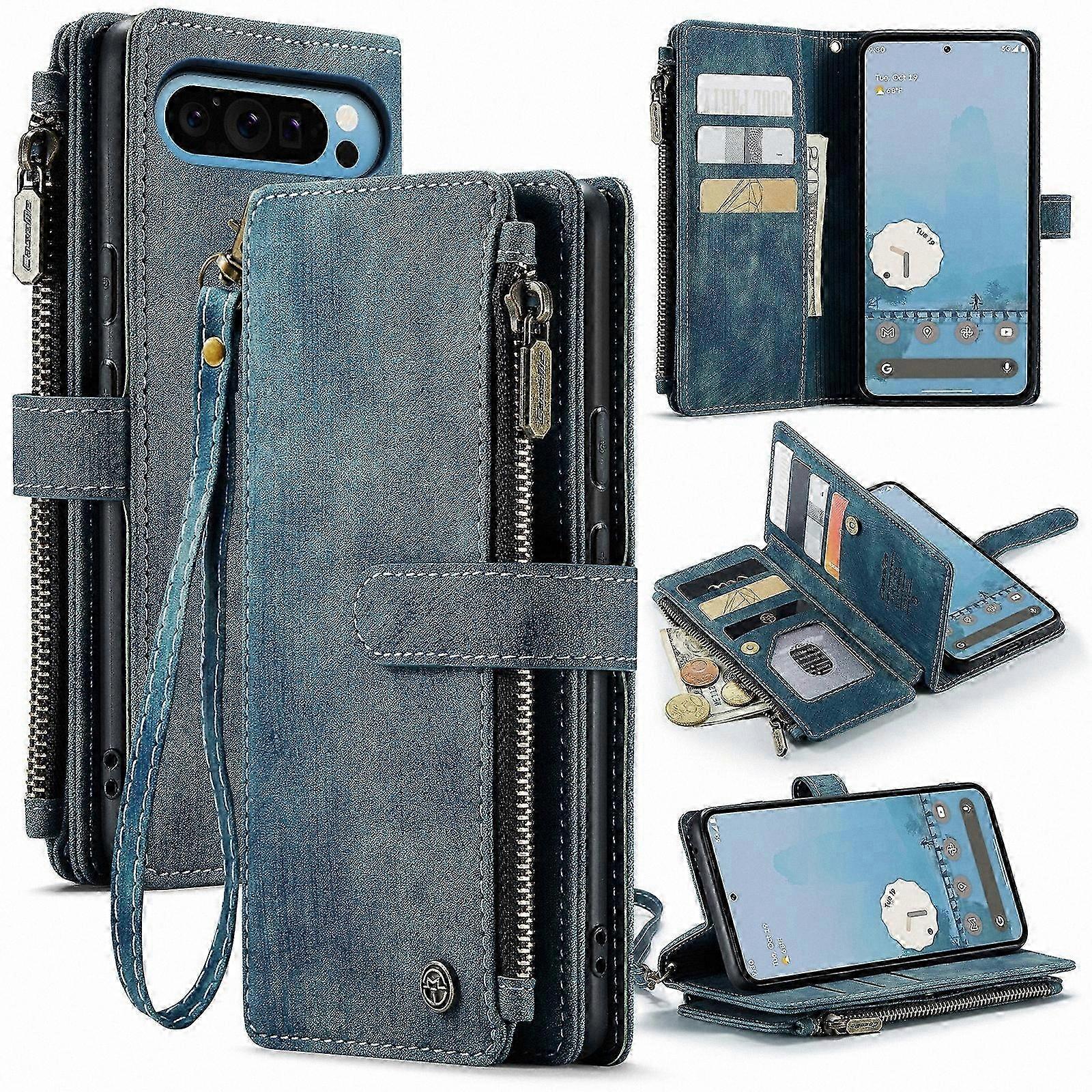 Leather Zippered Wallet Case with Card Slots for Phone