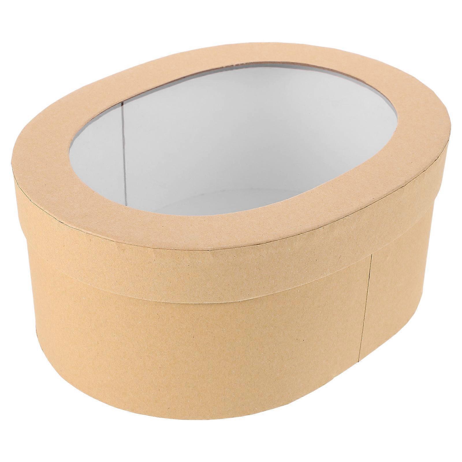Present Box Paper Oval Packing Box for Storage Use 3Pcs with Clear Window