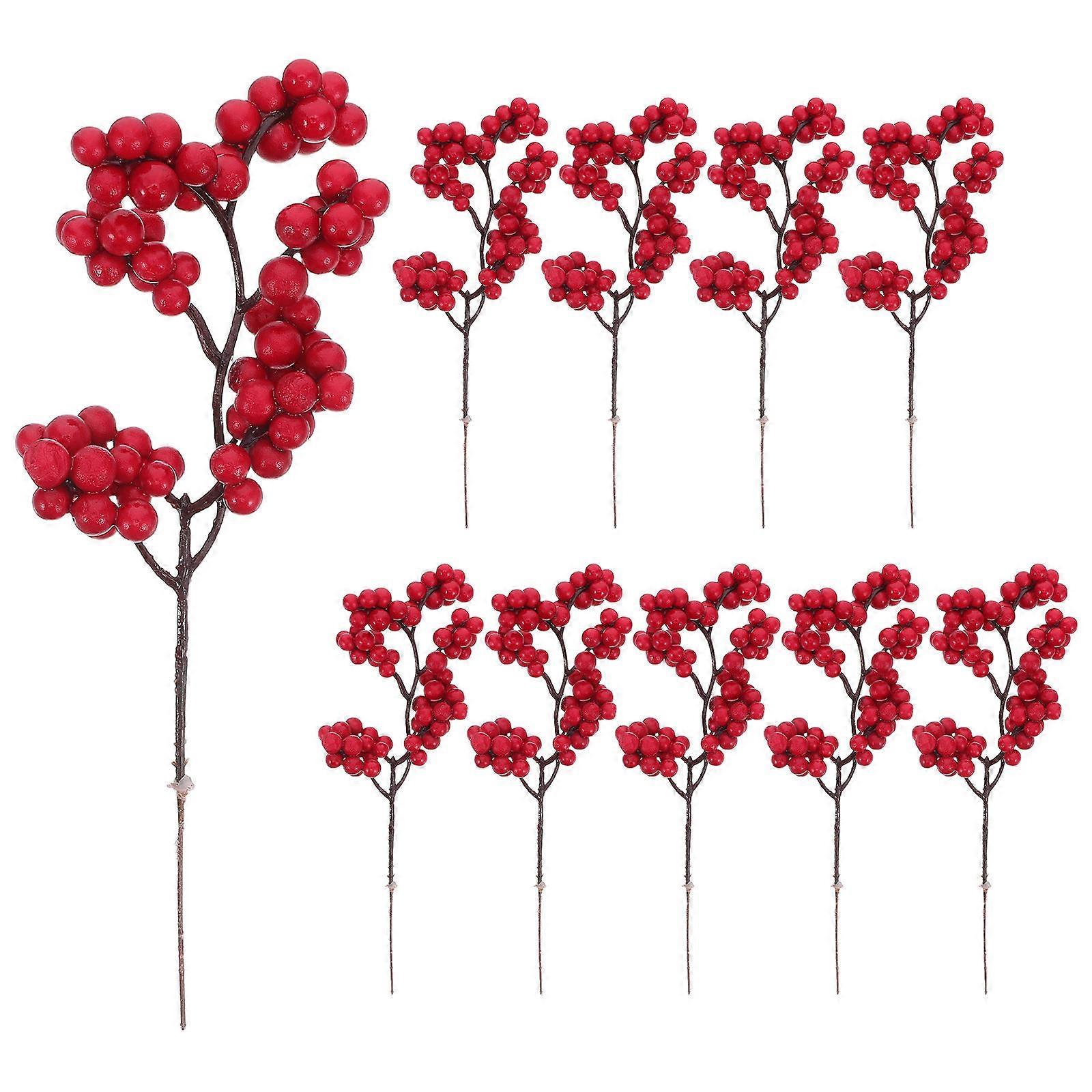 Red Xmas Simulation Berry Branch Decor for Christmas DIY 20Pcs Kit