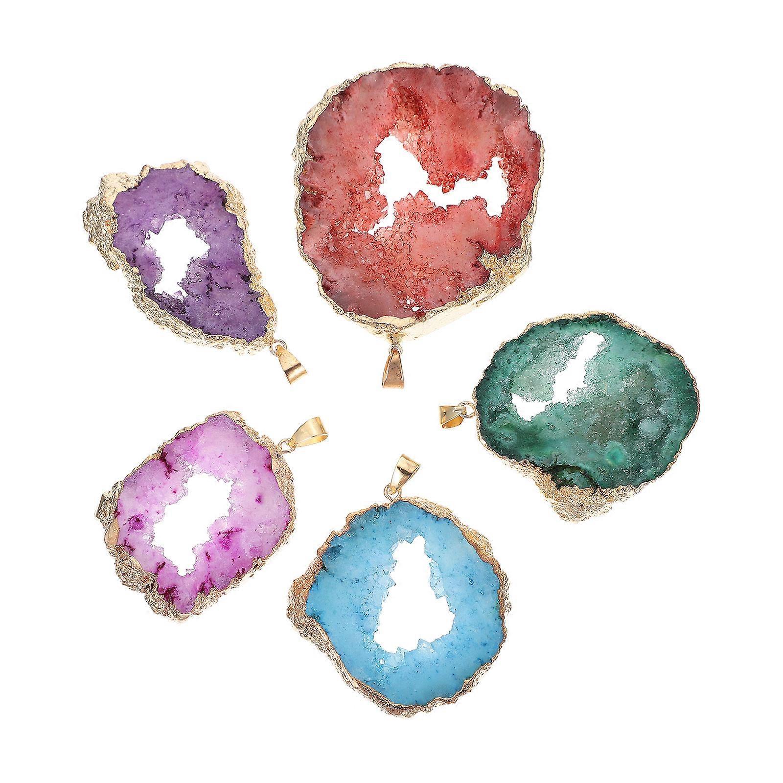 Agate Pendant Natural Agate Crystal Stone Pendant for Decor 5Pcs