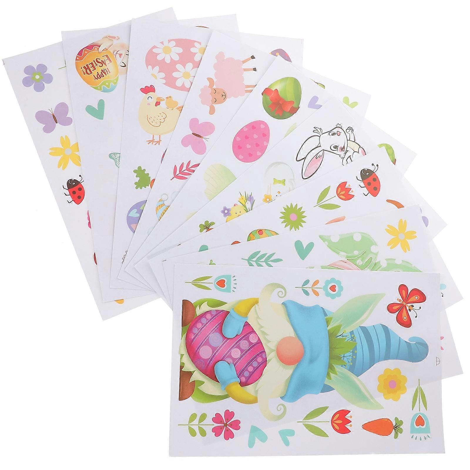Multi Color Easter Window Decal 9 Sheets For Kids Decoration Various Shapes Removable Peel And Stick 30x20cm