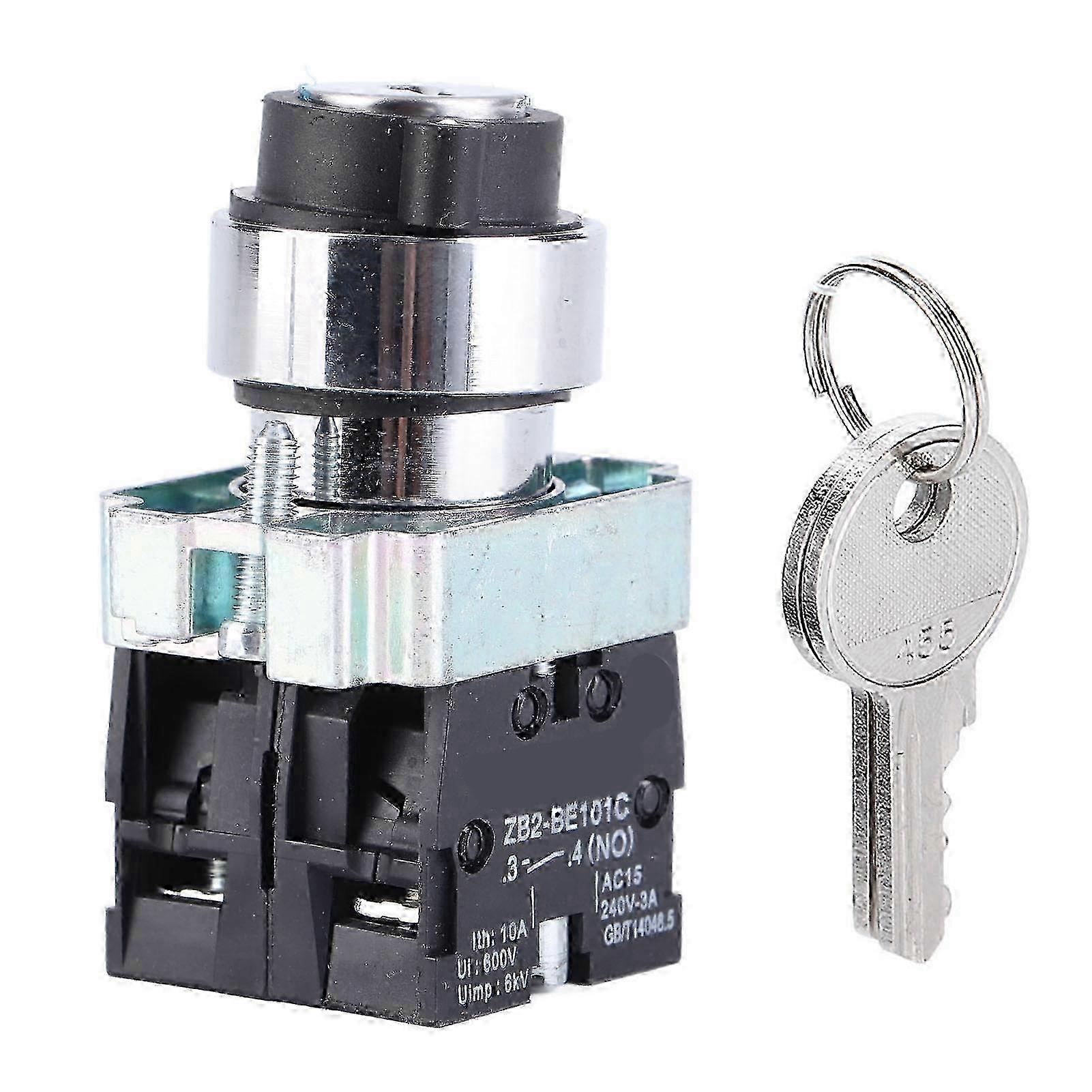 2025 2 Position Key Switch Self?Reset Power Lock Conversion Rotation Locking + Key ZB2?BE101 ZB2?BE102C