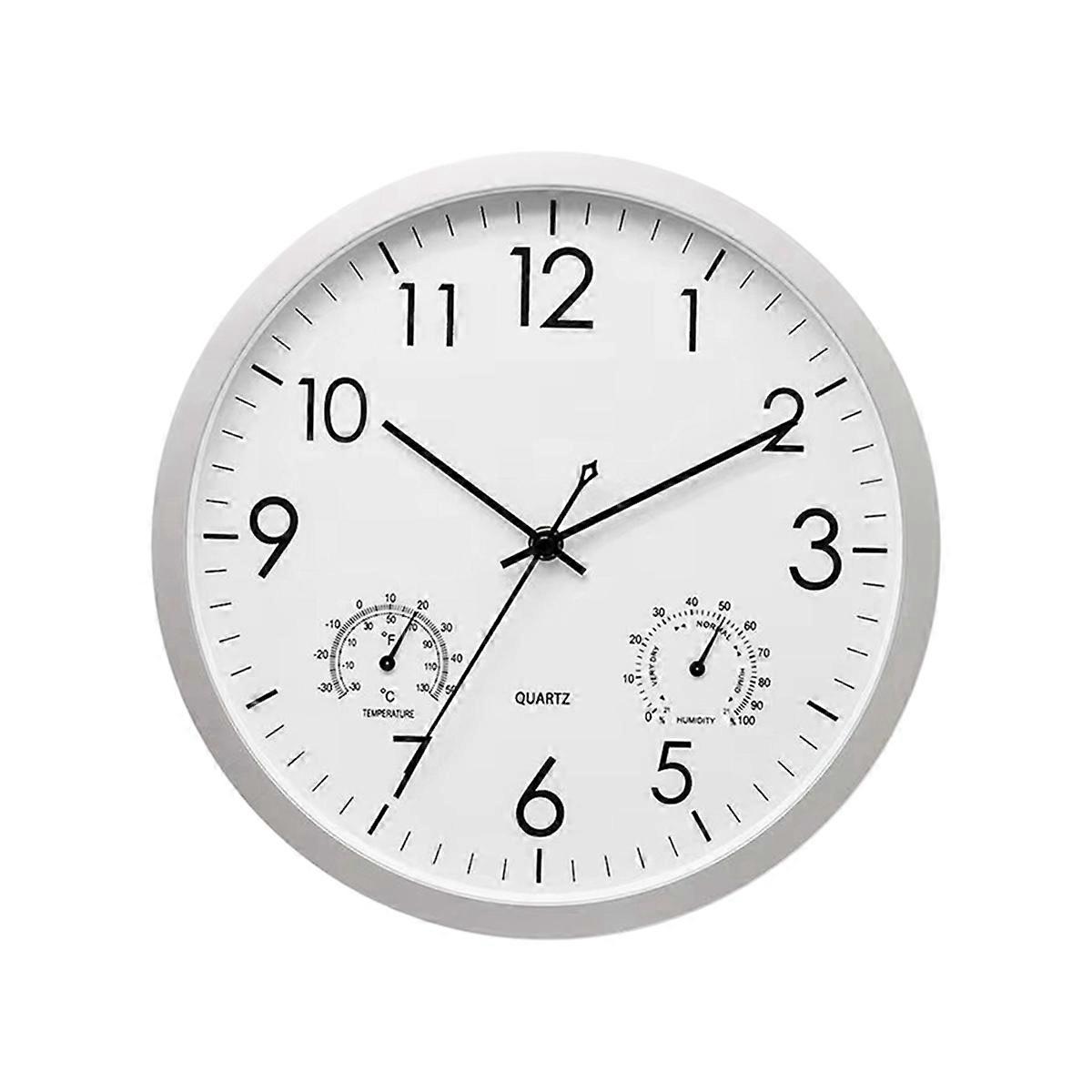 Decorative Round Outdoor Clock with Thermometer and Hygrometer Large Wall Clock Elegant Retro Silent