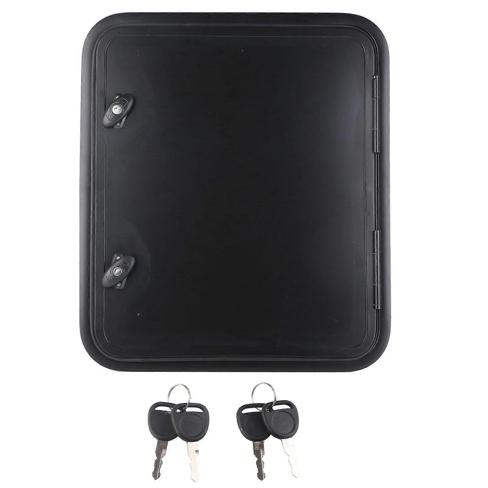 RV Storage Hatch UV Resistant Heavy Duty Square Rounded Corner Black Baggage Door for Camper Motor Caravan
