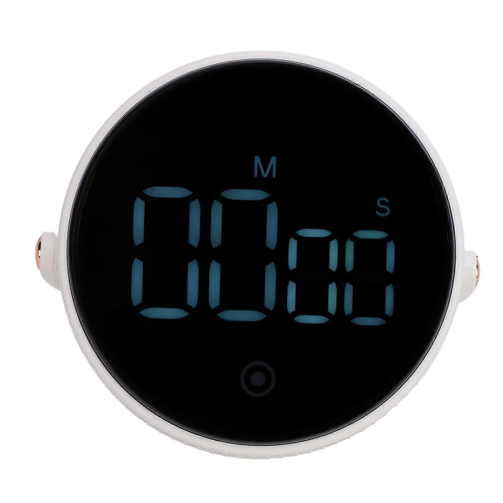 Digital Kitchen Timer LED Display Rotating 3 Volume Levels Adjustable Accurate Household Timing Reminder White