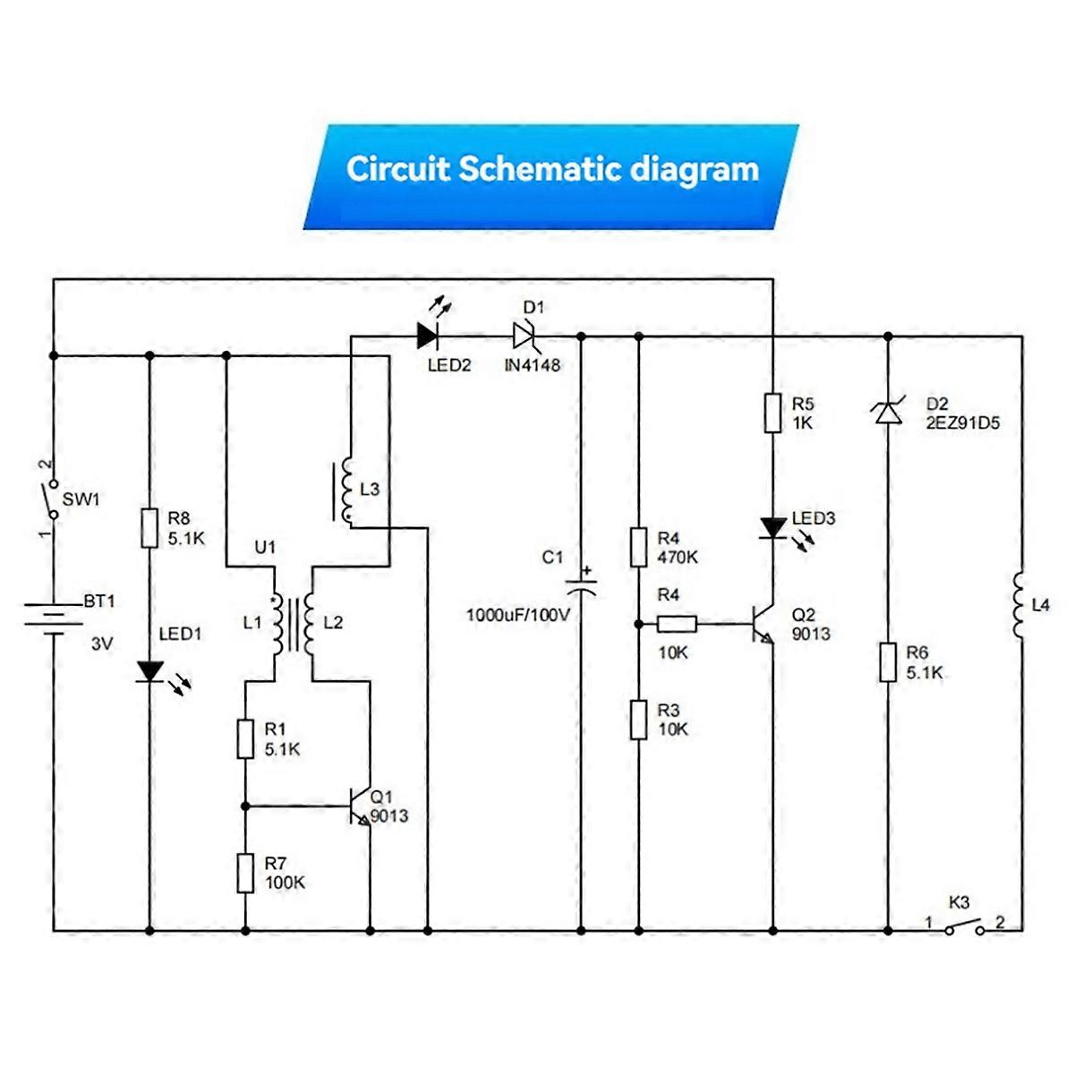 DC 3V Electromagnetic  mitter DIY Electronic Kit, High-Voltage Electromagnetic Cannon, Mini Voltage Converter Module