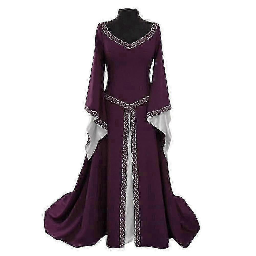 中世のヴィンテージコートドレス女性用ゴシック服長袖ロングマキシドレスガウンコスプレハロウィンゴシックコスチューム