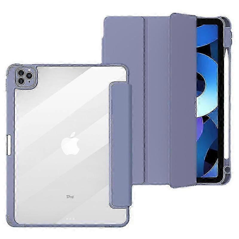 Stylish Purple iPad 2017/18 9.7" Case with Pencil Holder, Soft TPU Trifold Stand, and Auto Wake/Sleep