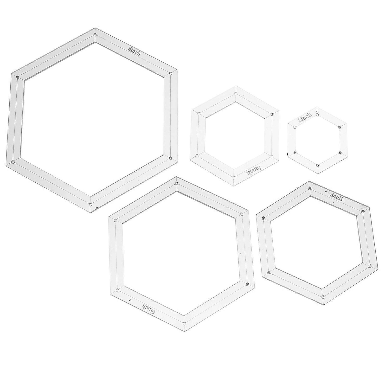 Hexagon Sewing Template Patchwork Ruler for Quilting Acrylic White Tool 5Pcs