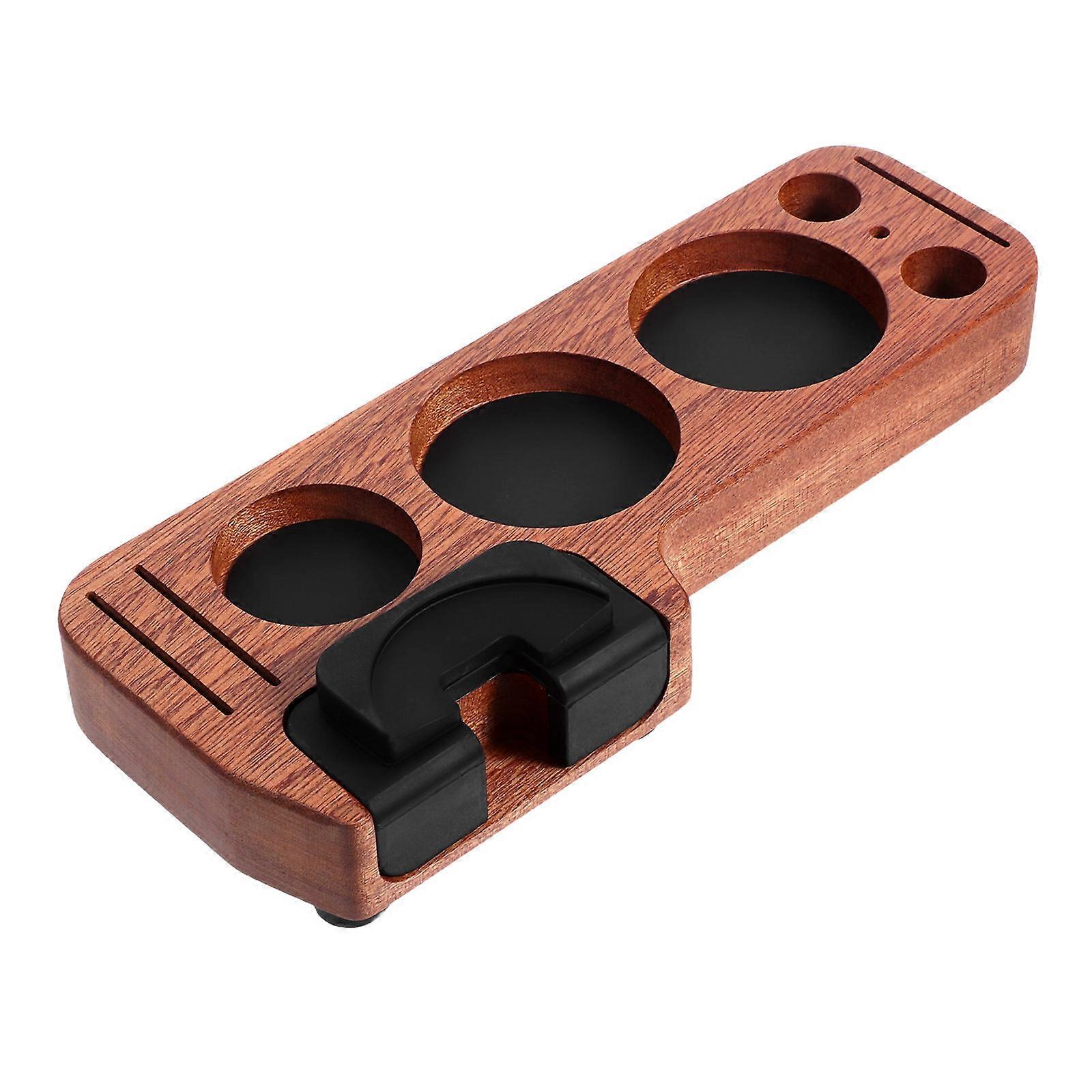 Sapele Coffee Tamper Station Base Light Brown for Decor with Clutter-Free Setup