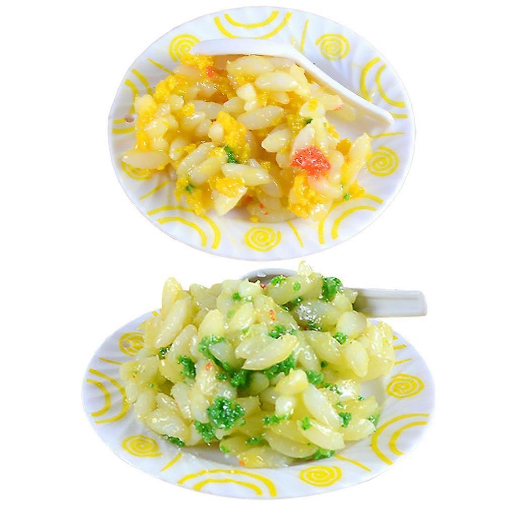 Mini Food Model Egg Fried Rice for Doll House Use 2Pcs Simulation Set