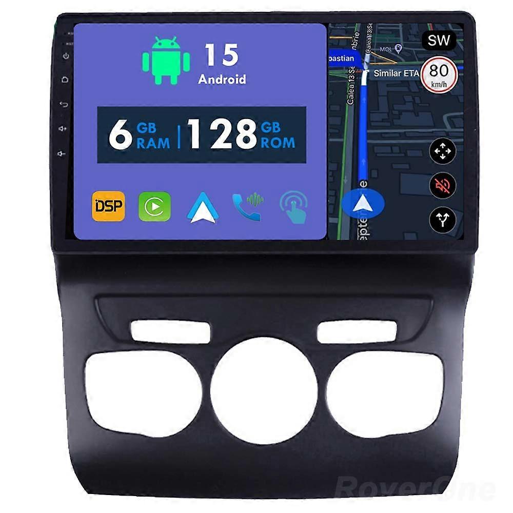 Car Radio 6G+128G CarPlay GPS Navigation Head Unit for Citroen C4 2 B7 2013 - 2016 Android Auto Bluetooth Stereo Touch Screen