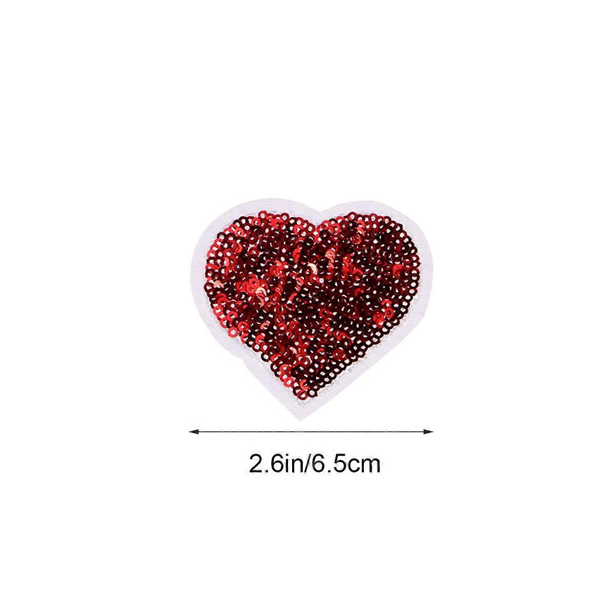 Shirt Decorative Sequined Patch for Clothes Use 6Pcs Heart Appliques