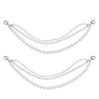1 Pair Pearl Sneakers Charms: Three-Layer Faux Pearl Shoe Chains with Clasp - Detachable Foot Jewelry - Elegant Shoes Embellishments