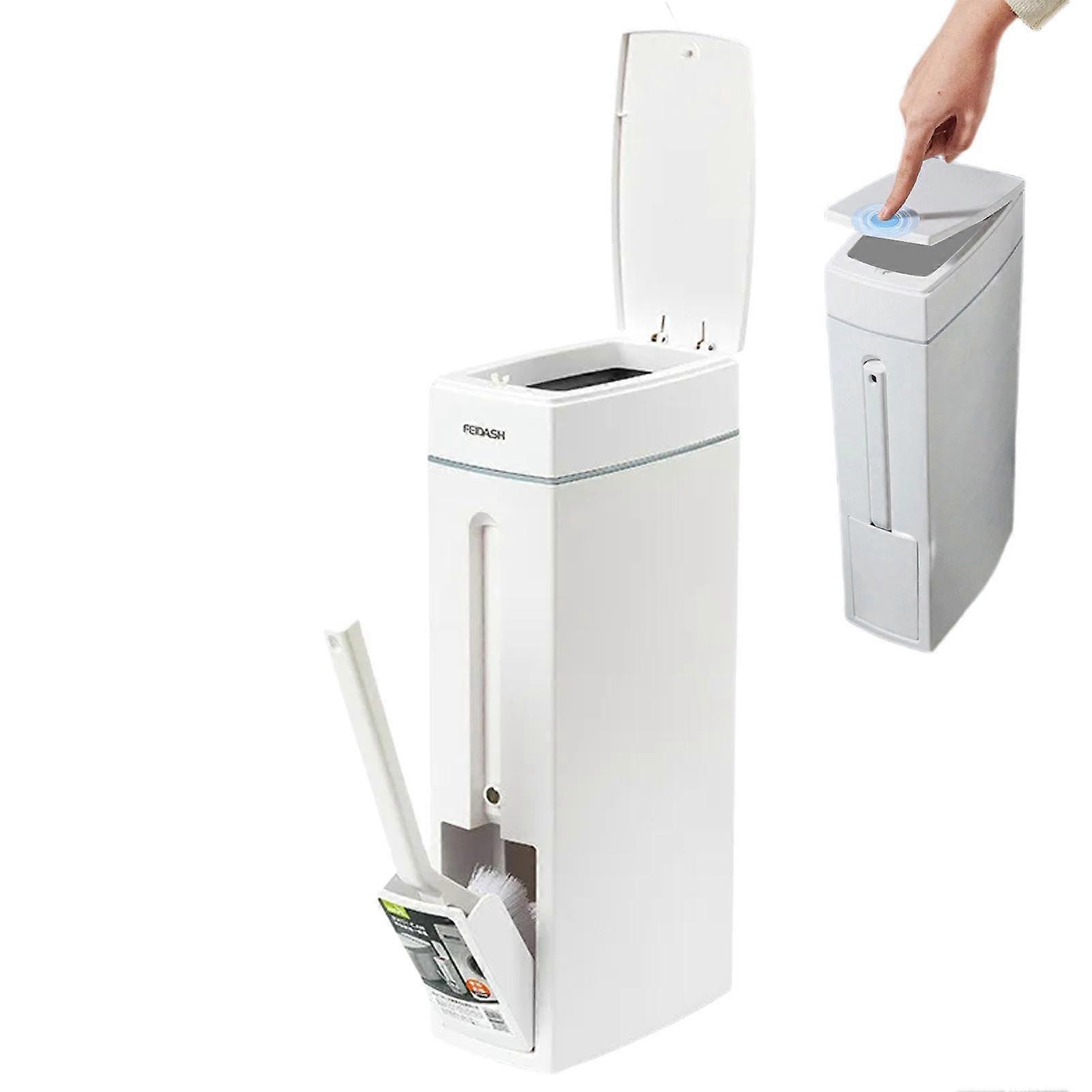Bathroom Waste Bin PP Material Elegant Compact Design With Brush Space Saving Narrow Bathroom Waste Bin