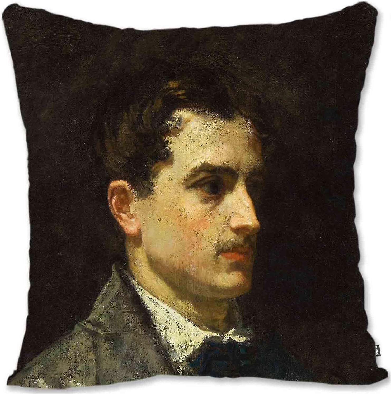 h484ジッパーベルベット枕偽印象派の肖像画アート付きスロー枕カバー-マネ-剣MA-アントニオ・プルースト馬の肖像画MAを運ぶ少年
