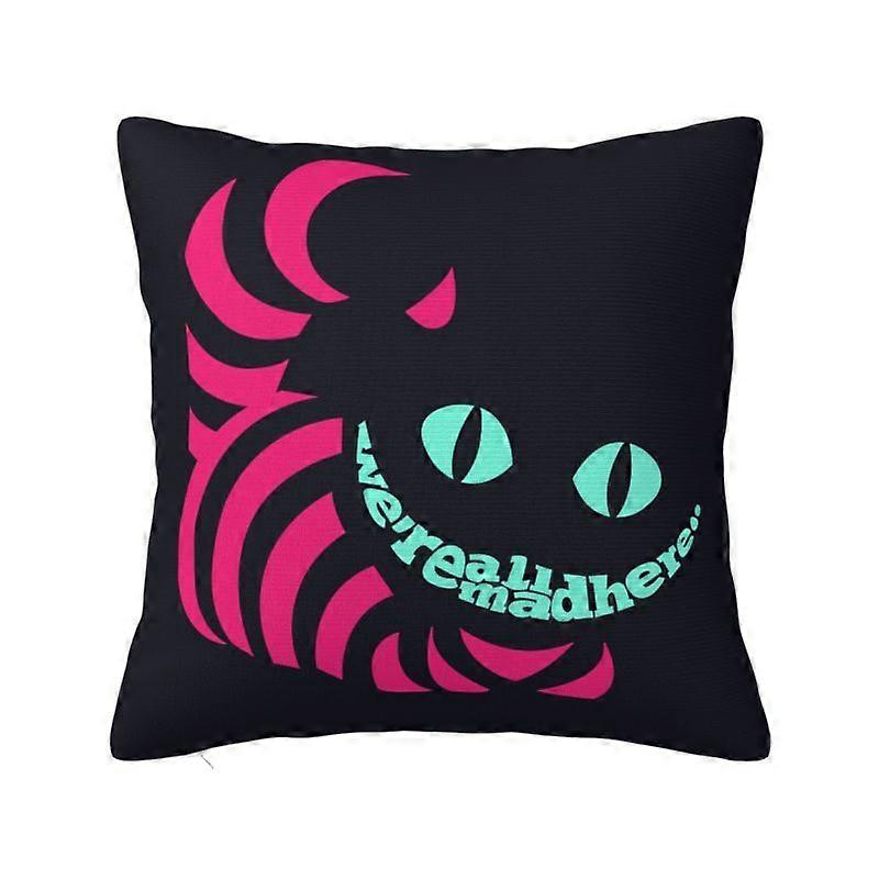 c373チェシャ猫スロー枕カバー家の装飾ソファチェアスクエアポリエステル枕カバー両面印刷kjs373