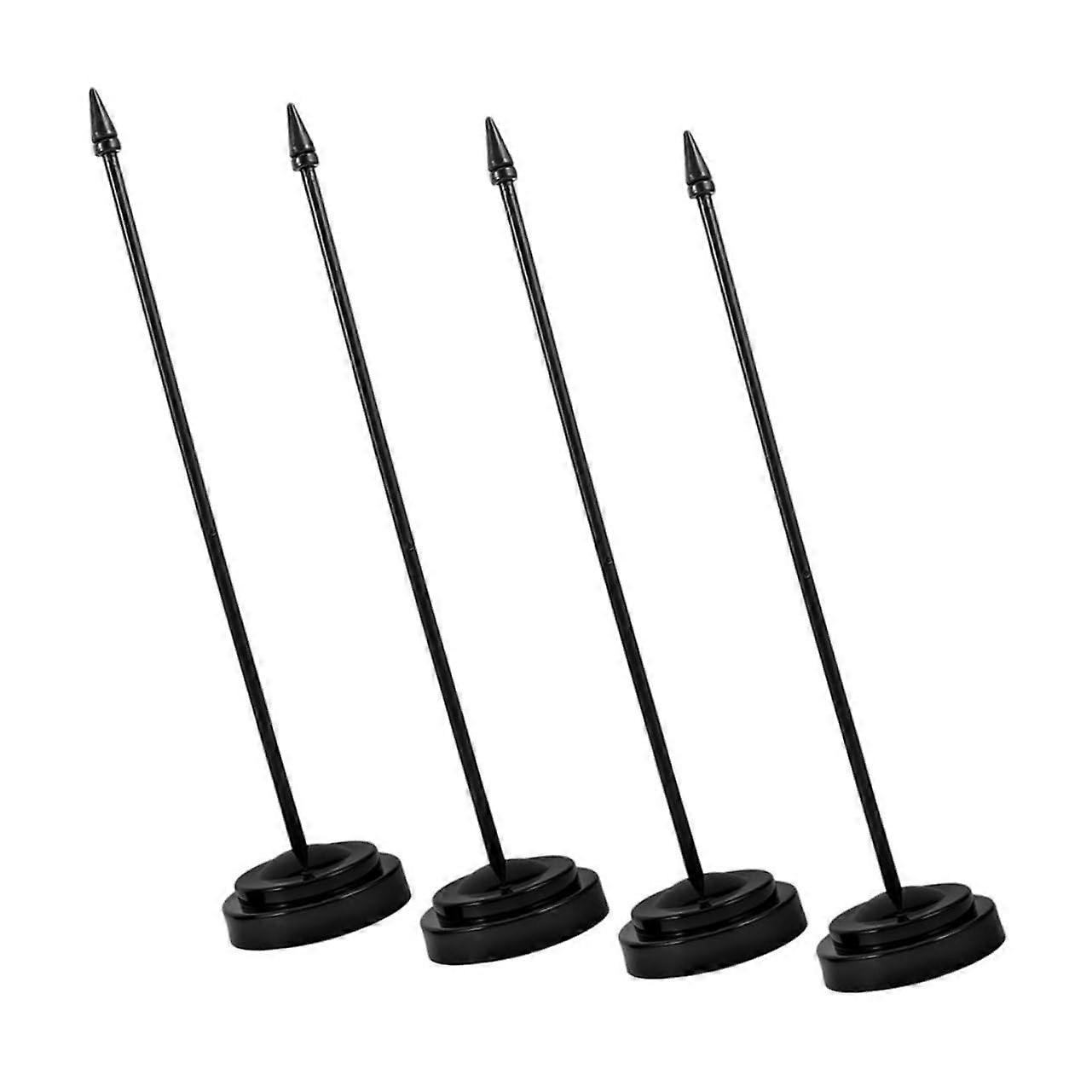 Flag Holder Desk Stand, 4Piece Set, Portable Small Flag Base, Inground Pole Indoor, Black, 29.0x6.3x6.3 Cm