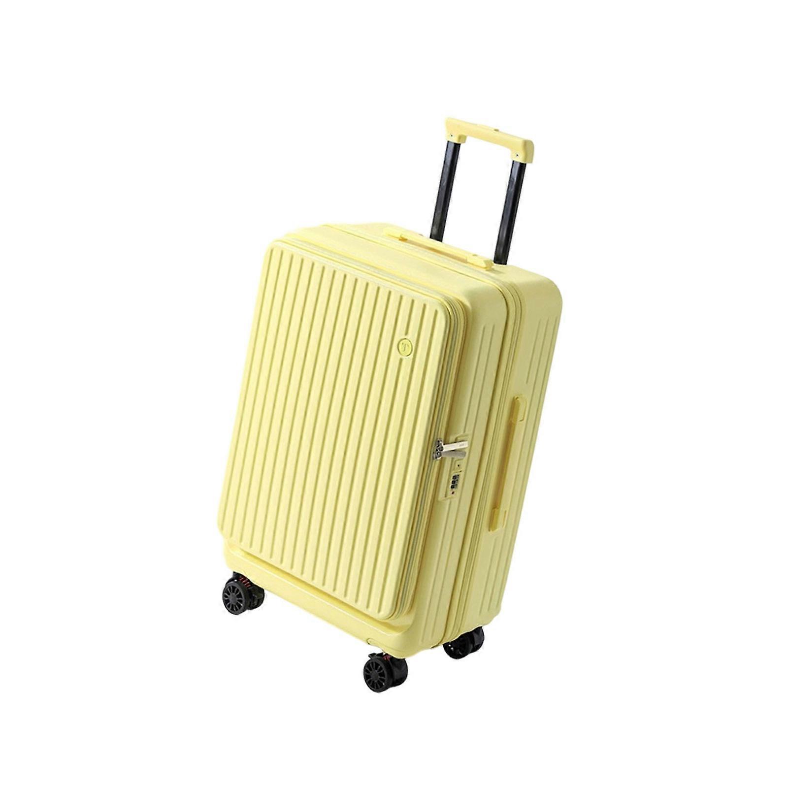 Scratch Resistant Expandable Carry On Suitcase Top Access Design 38L Capacity Practical Hardshells Luggage with Smooth Wheels  Yellow