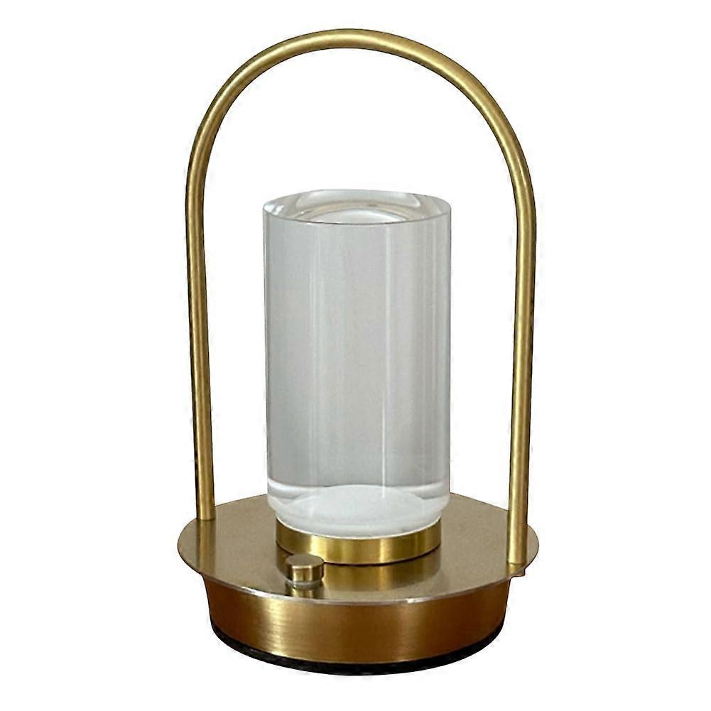 Portable Metal Gold Table Lamp Cordless 3 Color Dimming Rechargeable 4000mAh Touch Control LED Lantern Restaurant Bar
