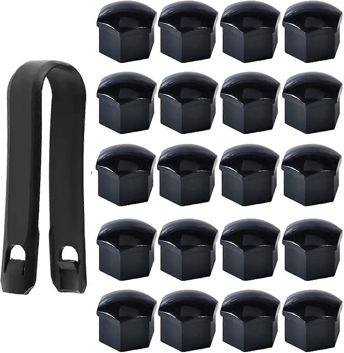 20 Adet 19mm Tekerlek Somunu Kapağı, Tekerlek Cıvatası Somun Kapakları, Altıgen Lastik Somun Kapakları (siyah) (d-583-a)