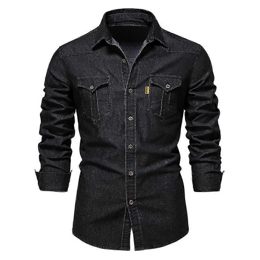 Herren Essential Button-Down-Langarm-Jeanshemd Cy)