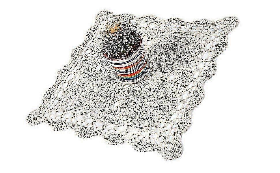Tablecloths Crochet Square Table Cover Table Covering , Beige 40x40cm