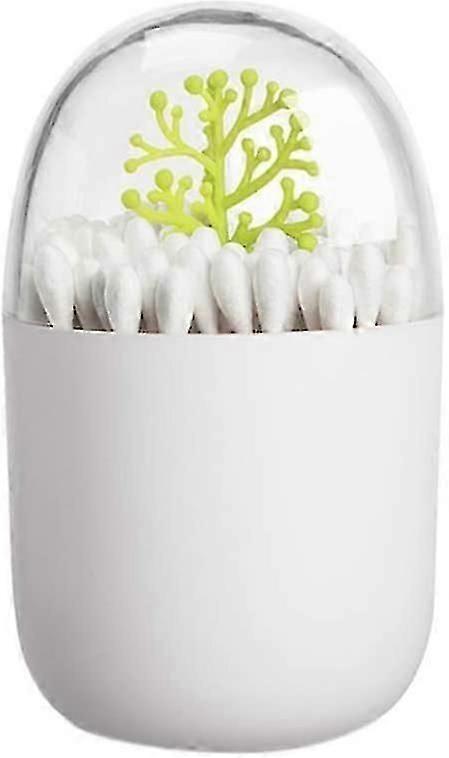 1 Pack Empty Toothpick Box, Reusable, Keeps Swabs and Toothpicks Clear (Green tree)