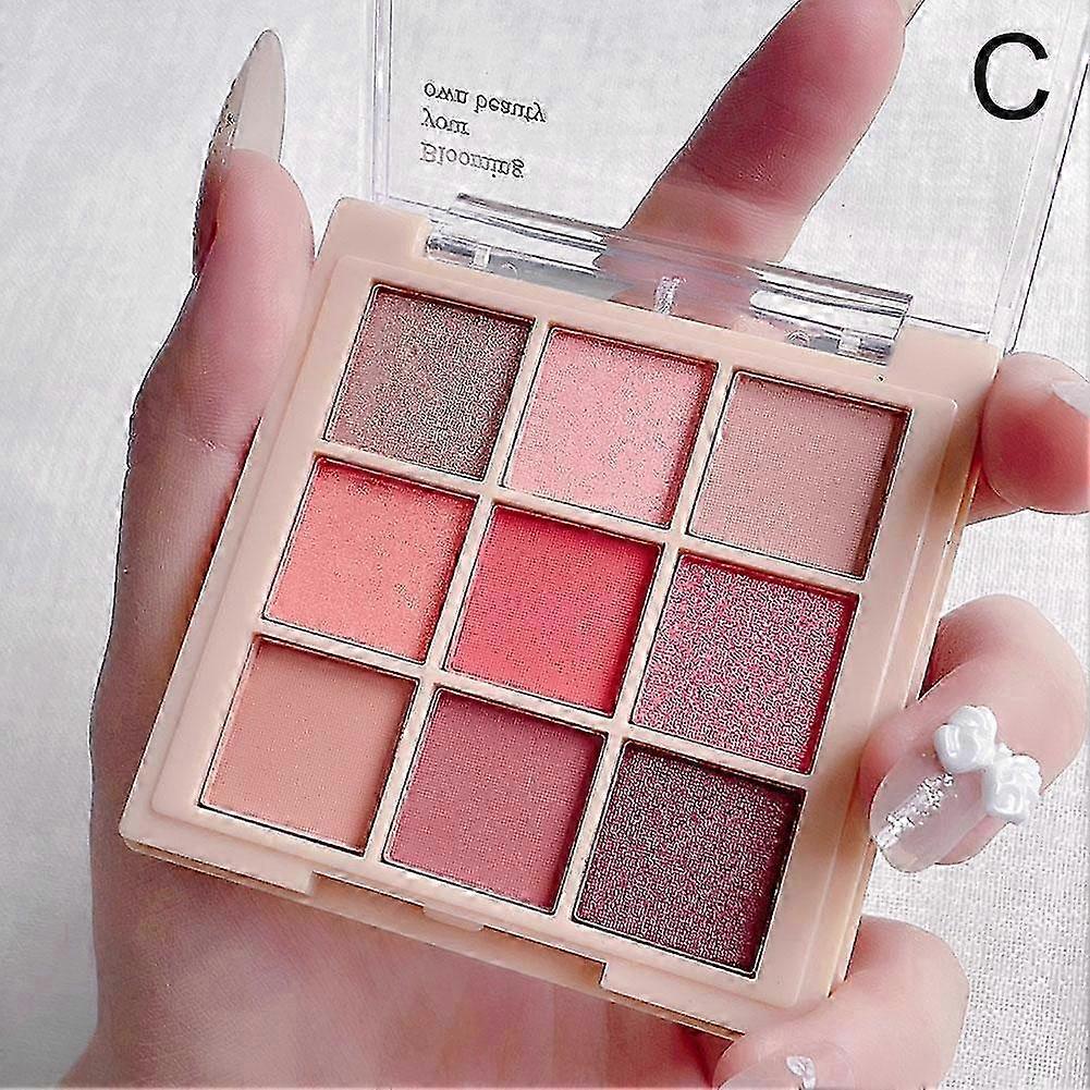 #Lavender Rose(C)$ Nine-color eyeshadow pearlescent sequins, sweat-proof and not easy to smudge, nine-square eyeshadow palette