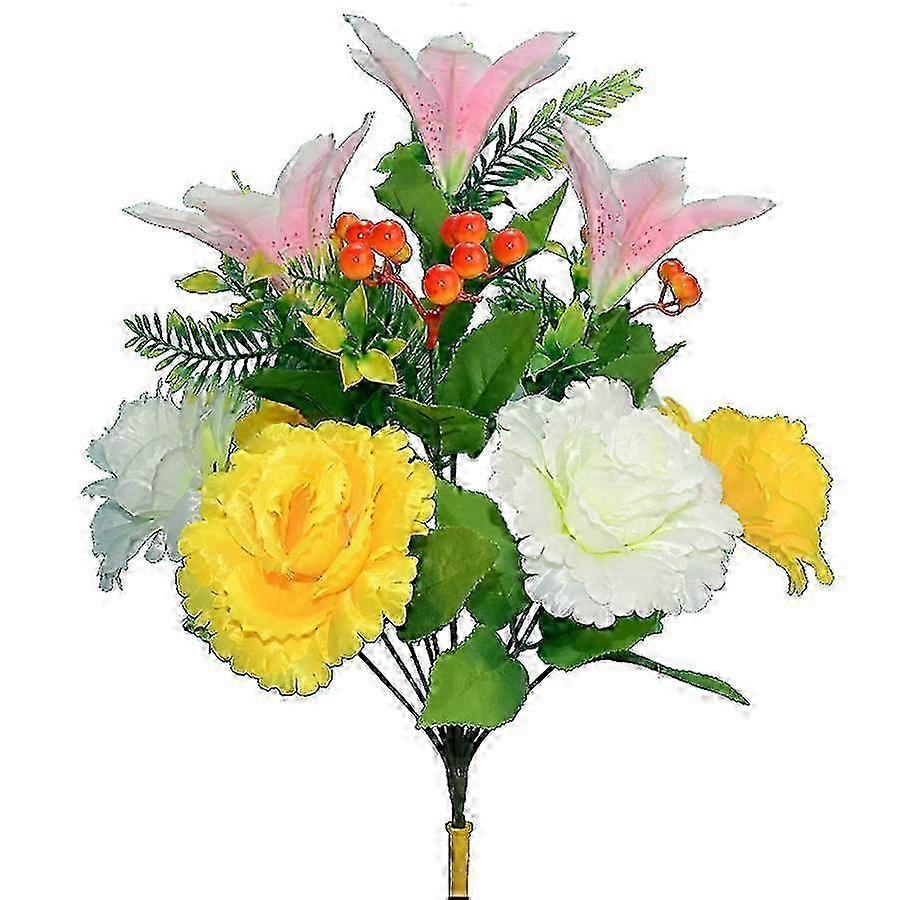 Artificial Silk Roses and Lilies Bouquet for Sacrificial Use, 45cm
