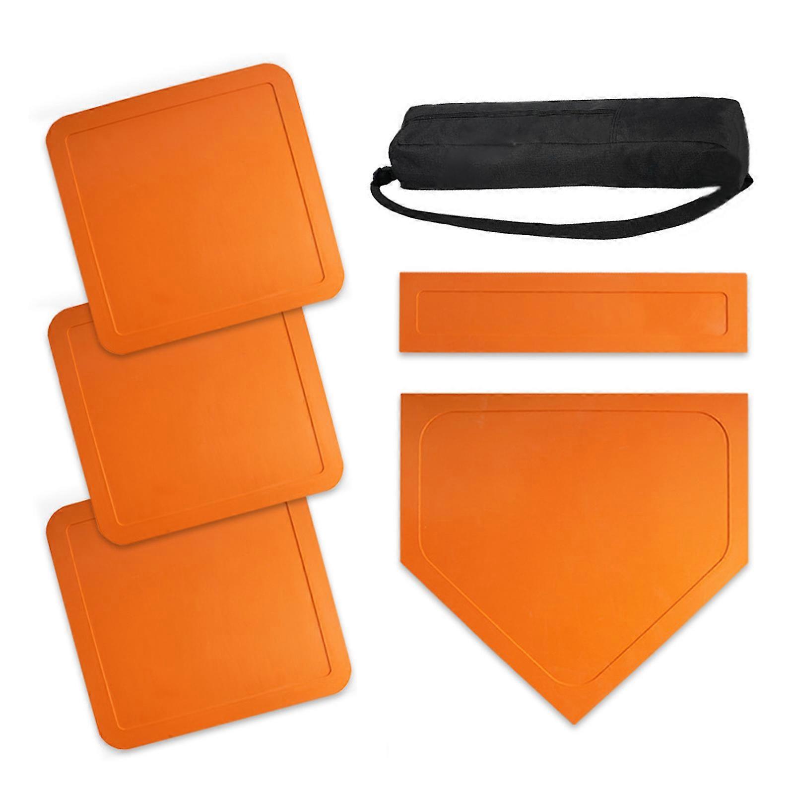 Rubber Throw Down Baseball Softball Bases Set Exercise Home Plate Training Equipment for Indoor Outdoor Training  Orange