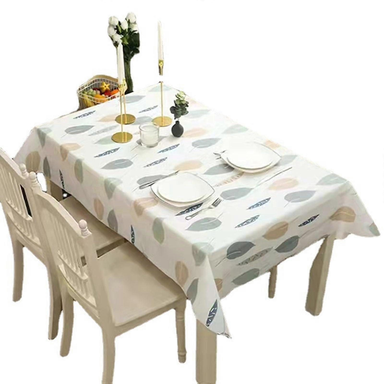 5Pcs Wipe Clean PVC Tablecloth, 137x180cm Rectangular Leaves Pattern, Washable Table Cloth for Picnics and Camping