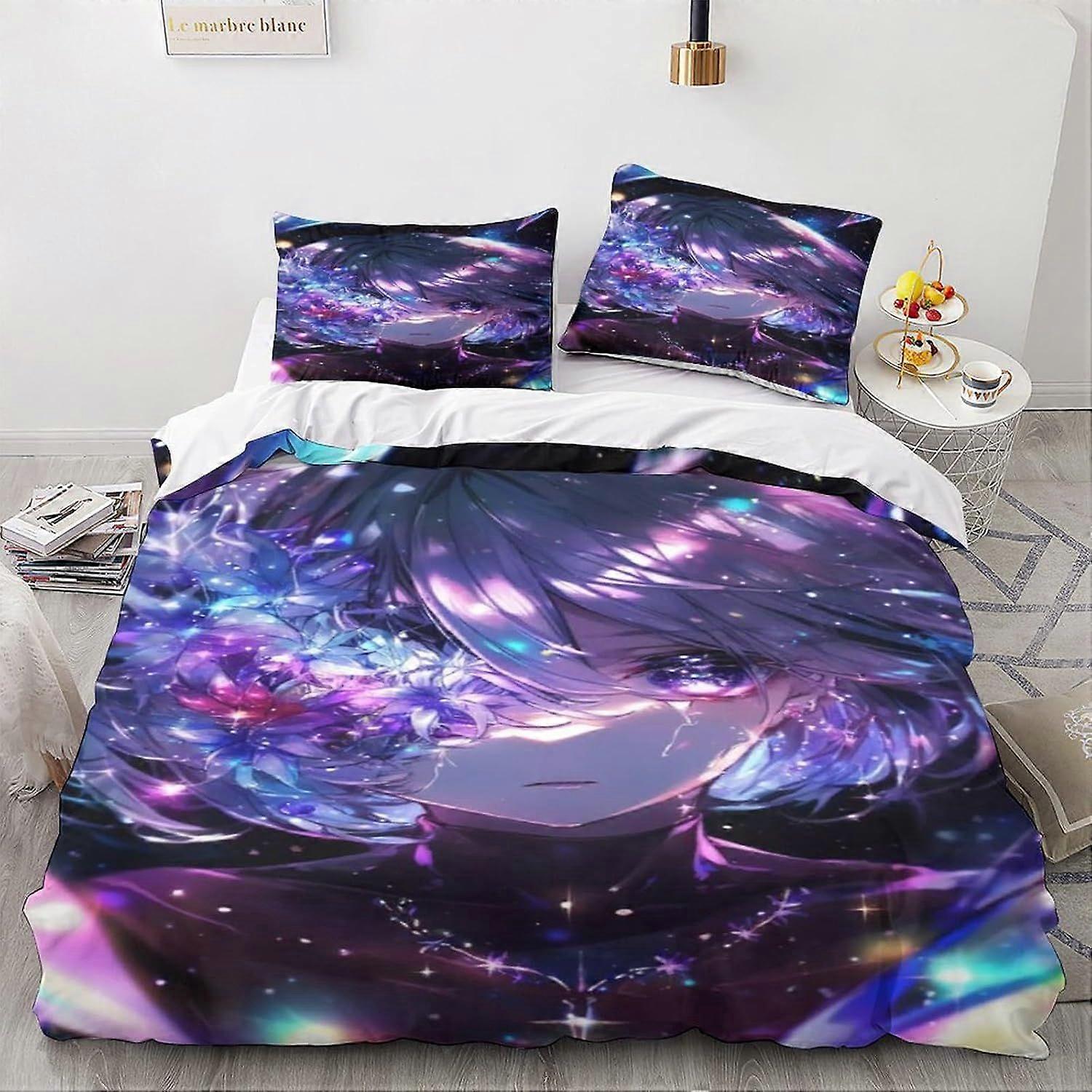 LikeEj Animes E Mangás Capa Edredom Conjunto de Cama de Microfibra, Impressão 3D Fantasia Edredom Colcha Cover&Fronha com fechamento com zíper, Inverno Soft Anime Duvet 
