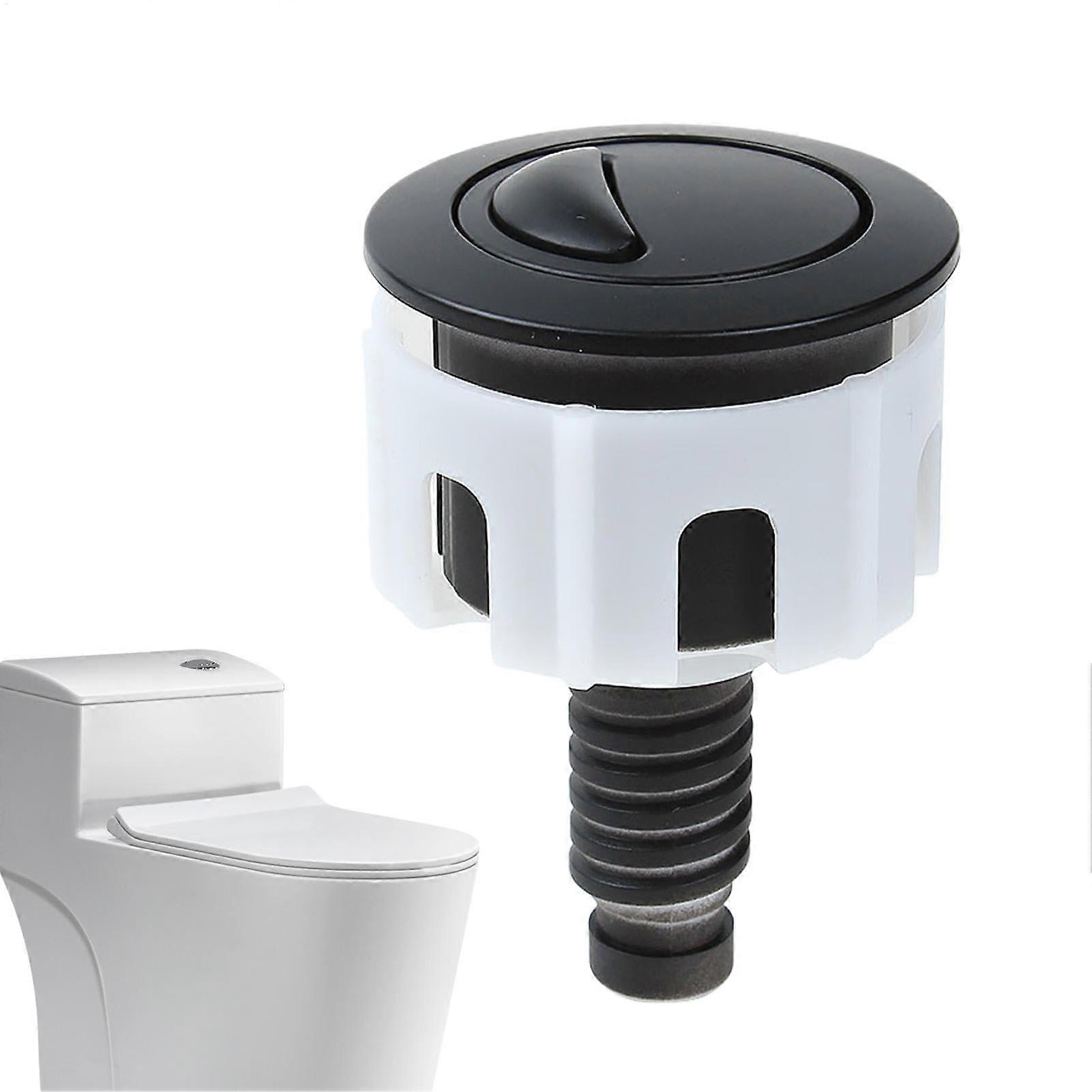 Toilet Flush Button Round, Double Push Button, Rust Replacement Wire, Black, Compatible With Most Toilets