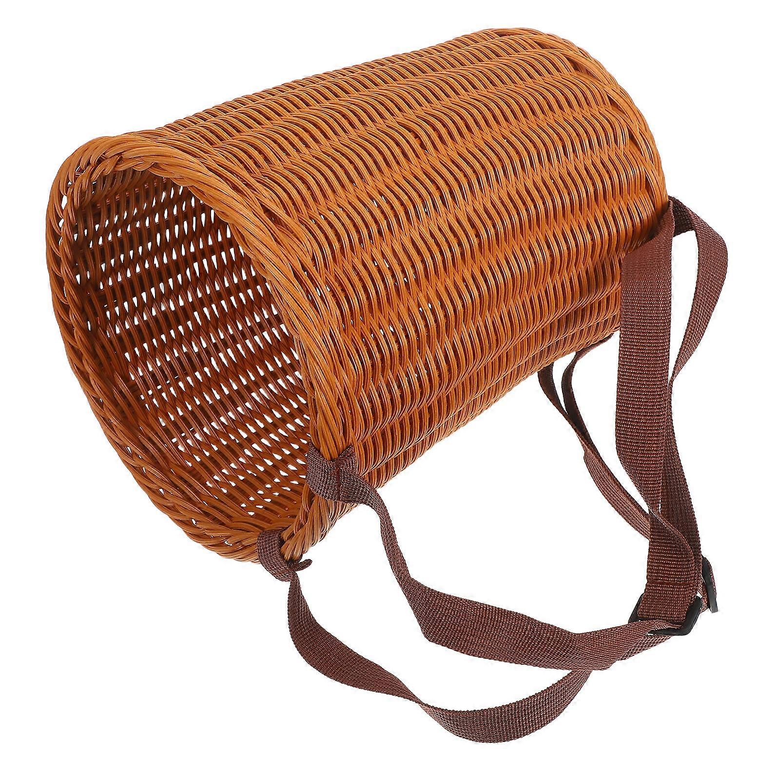 Handmade Picnic Basket Backpack with Shoulder Straps for Fruit Harvest