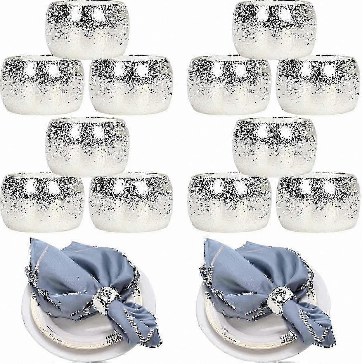 12-Pack Silver Round Napkin Rings for Elegant Table Settings
