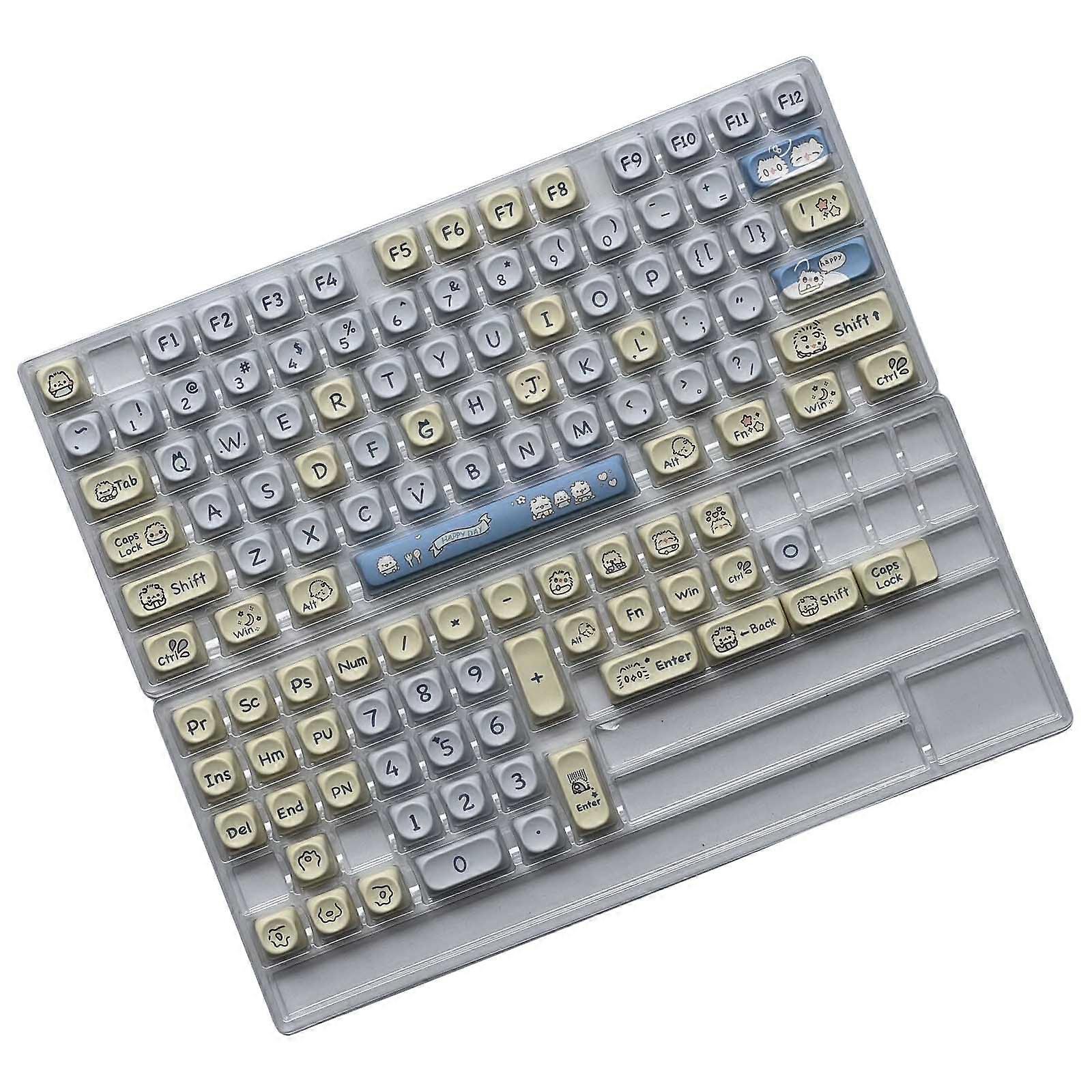 117Keys Cartoon Kitten Claw Keycaps MOA height Heat Sublimated Keycaps for Mechanical Keyboard Switches Replacement Multicolor