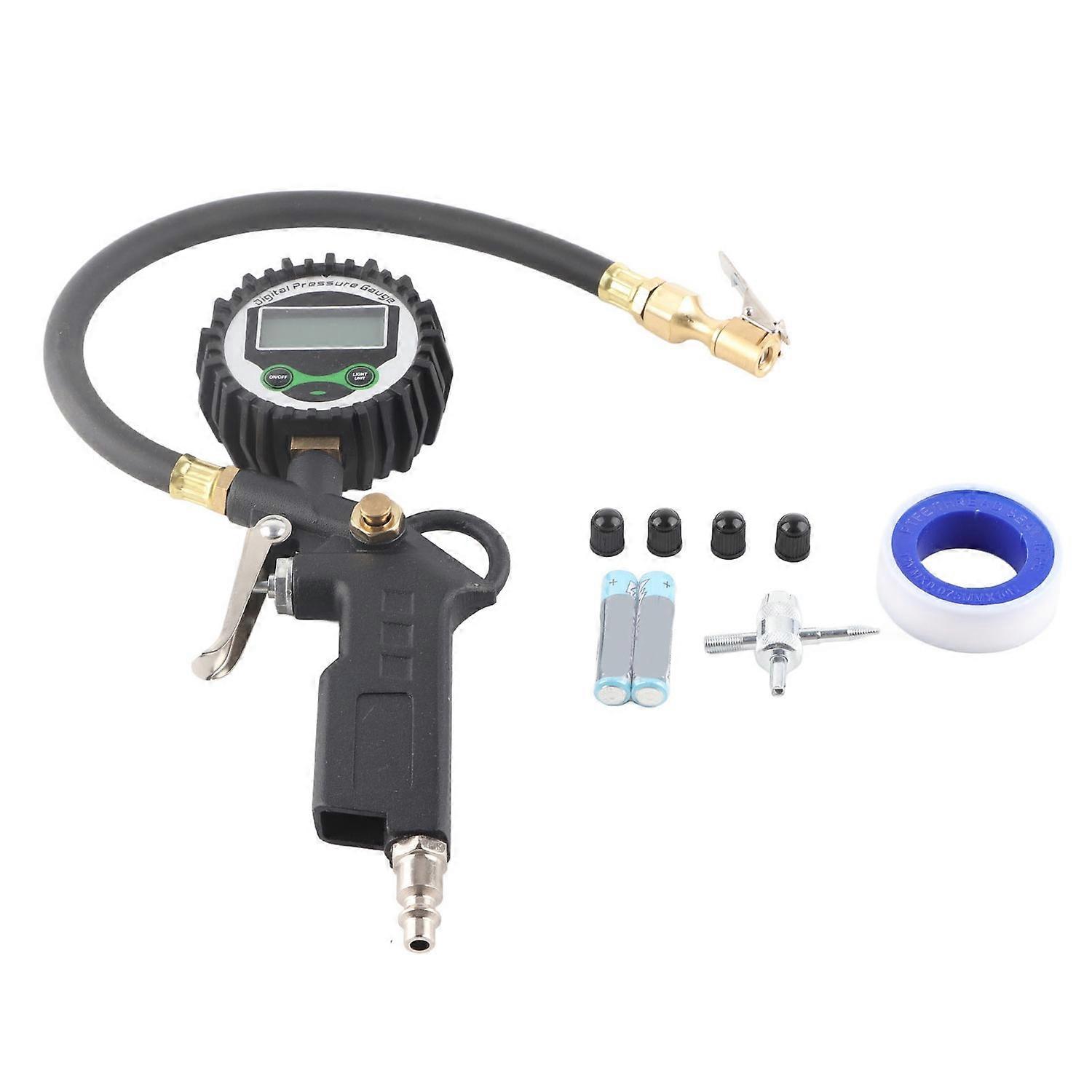 LCD Tire Inflator with Digital Pressure Gauge 1/4in NPT Quick Connector 200Psi Tire Inflator