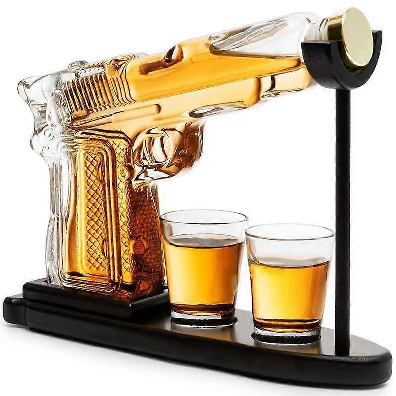Whiskey Decanter Set, 1 Count Gun Shaped Creative Whiskey Decanter with 2 Counts Glasses, Bar Utensils for Whisky Bottles for Brandy, Scotch