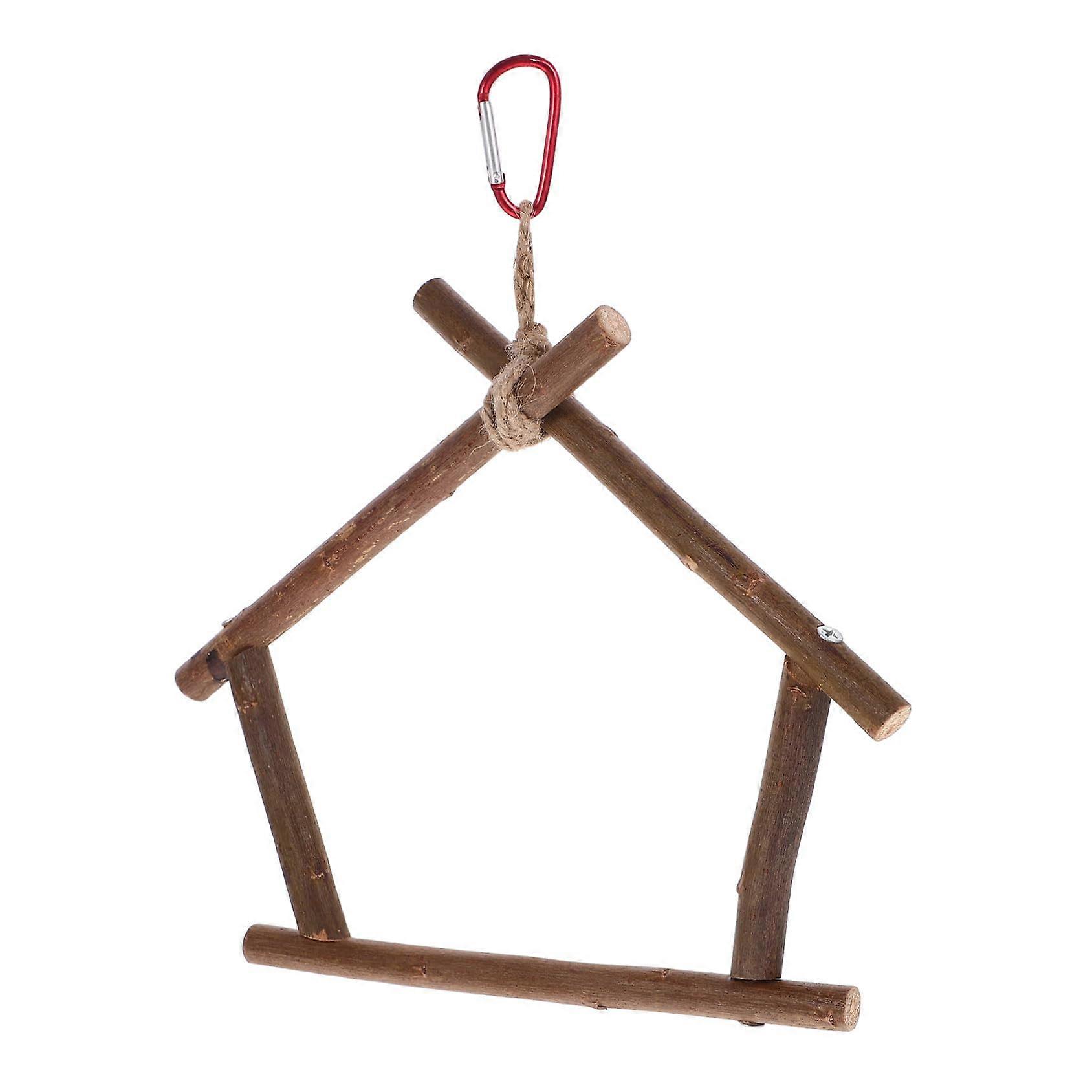 Natural Wood Parrot Perch Stand with Play Platform for Bird Chewing, Rest and Exercise