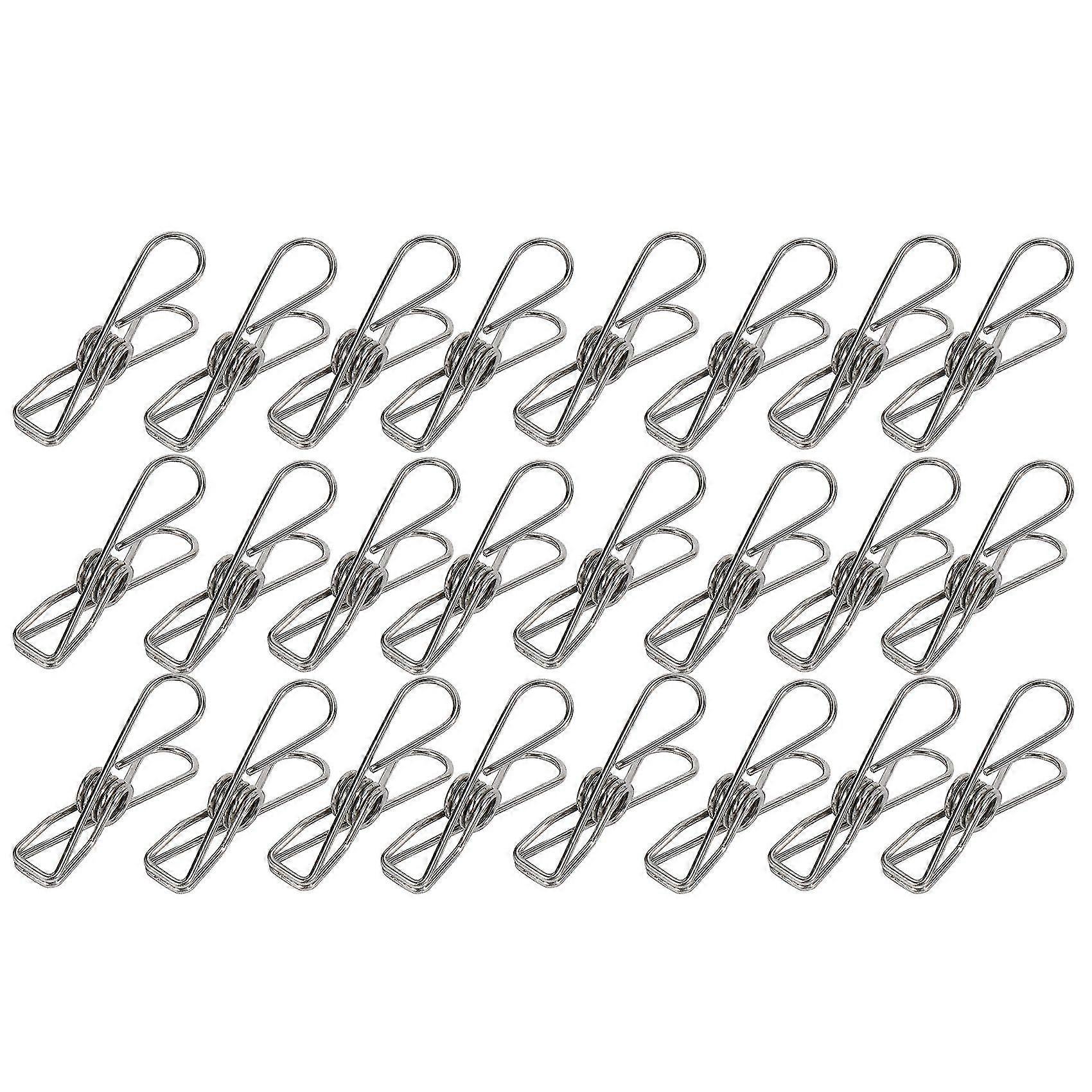 24Pcs Stainless Steel Clips, Multi-Purpose Windproof Clips for Laundry, Kitchen, Office