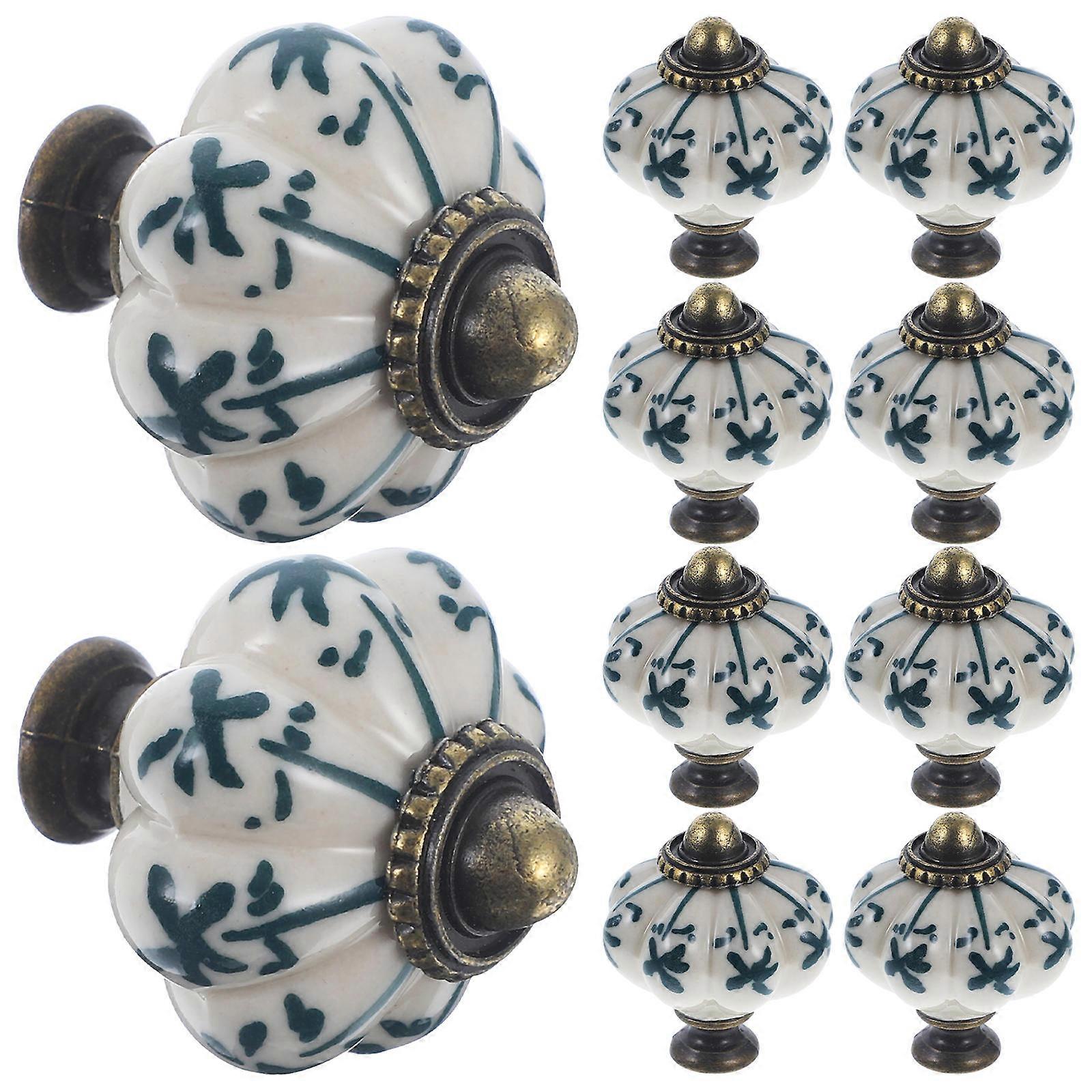 Ceramic Drawer Knobs Vintage Pumpkin Style for Home Use 12Pcs Pack