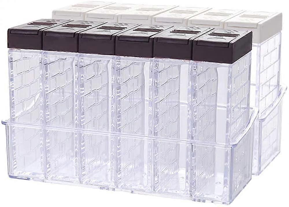 Spice Storage Set with Dual Dispensing Lids, Clear View Seasoning Organizer for Kitchen Countertop