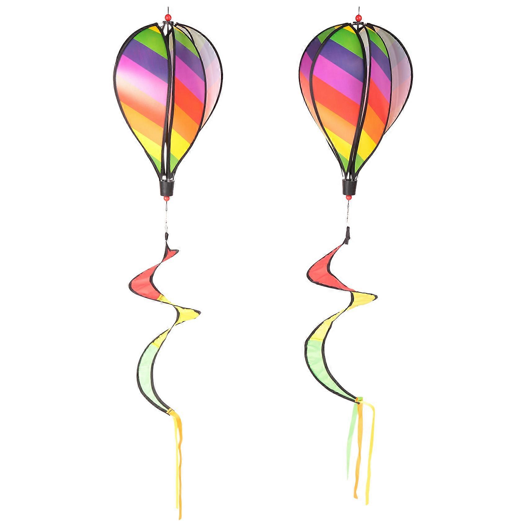 2PCS Balloon Wind Spinner Striped Windsock Balloon Yard Decor Spiral Balloon Windmill