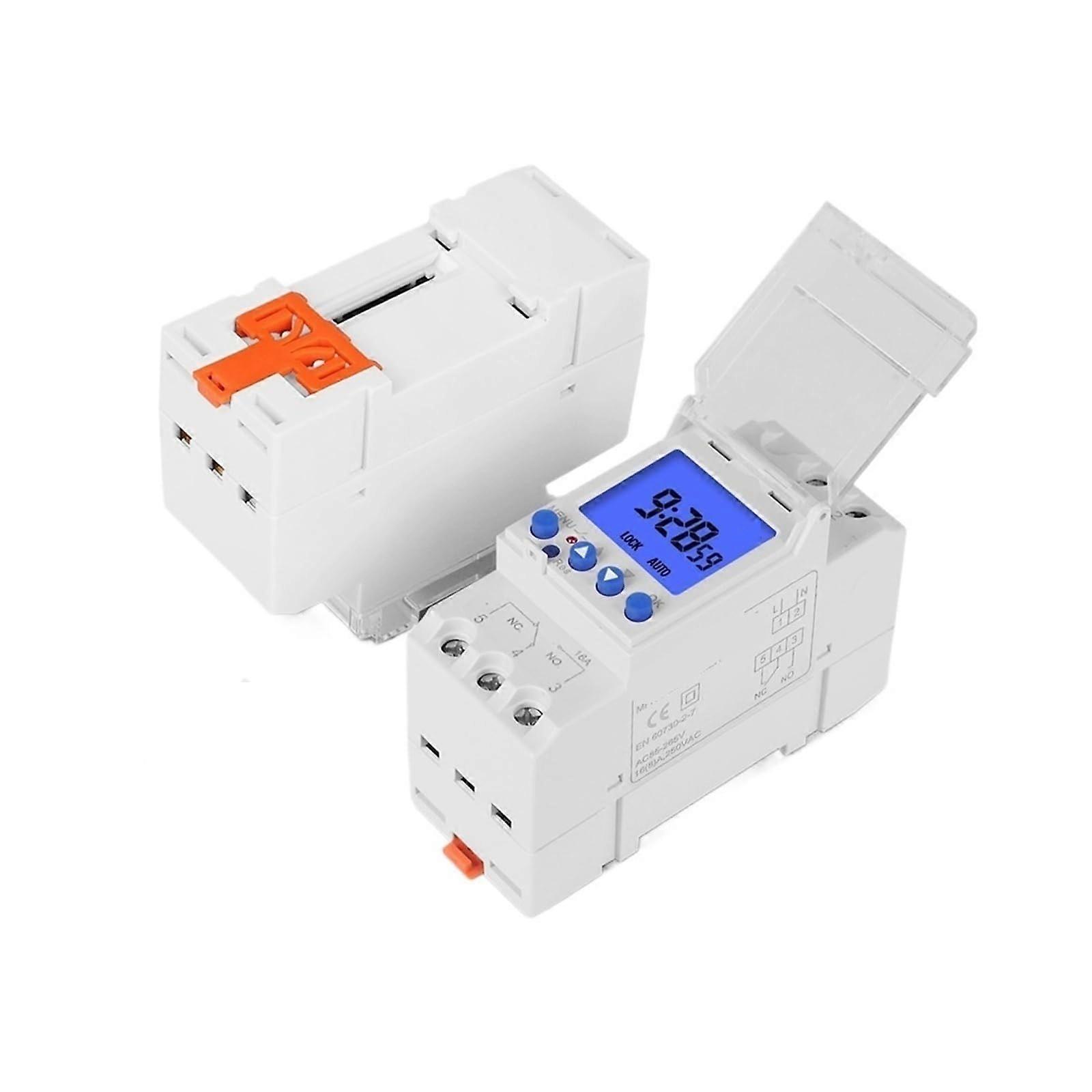 110V 220V Programmable Timer Switch, 1s168h Digital Time Clock, Large LCD, Lock, 16A