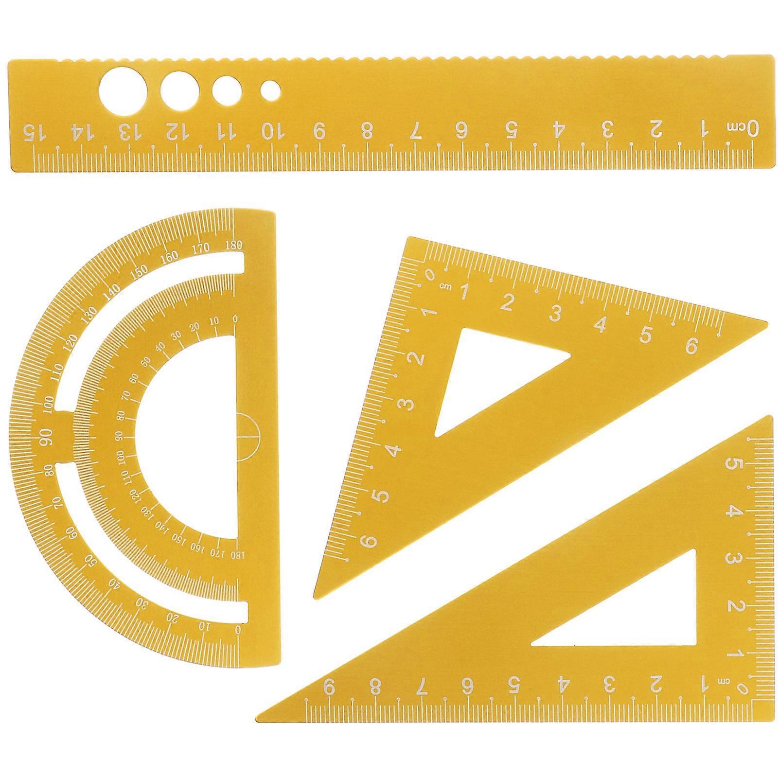 Office Ruler Aluminum Alloy Measuring Tool Set for Students 12Pcs Geometry Tools