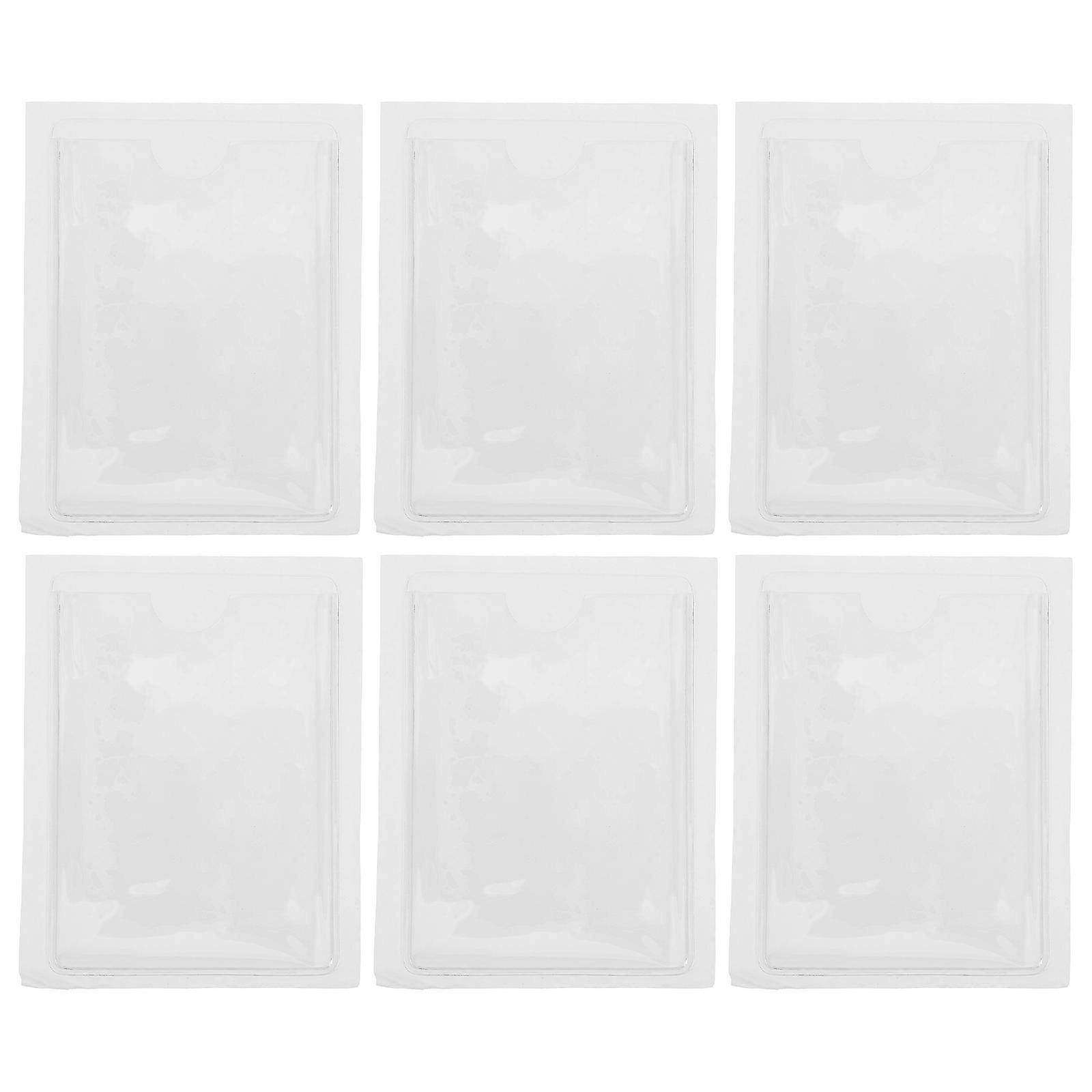 Self Adhesive Pocket Protector for Storage 6Pcs White Plastic Card Holder