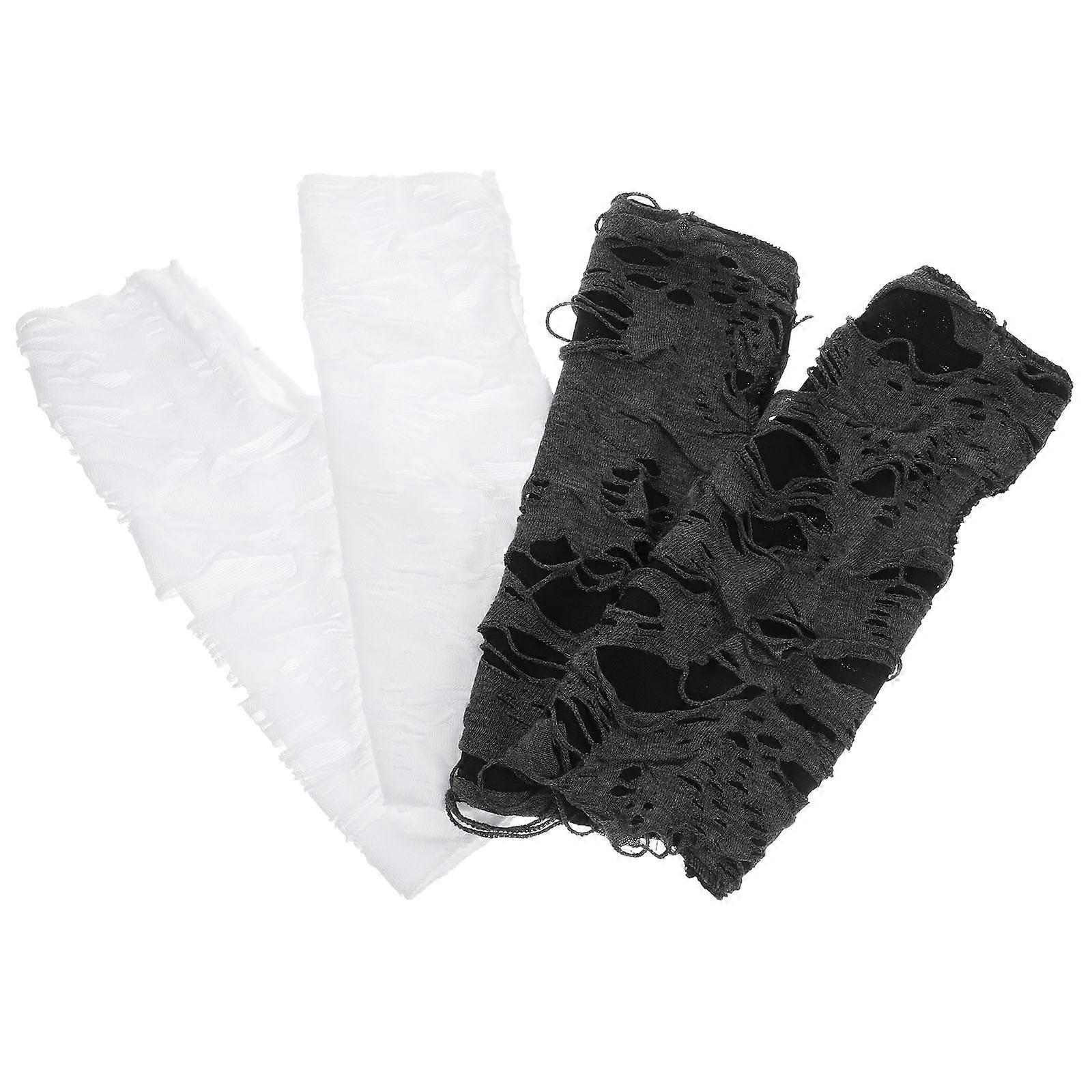 Punk Fingerless Gloves for Halloween Cosplay 2Pairs Polyester Material