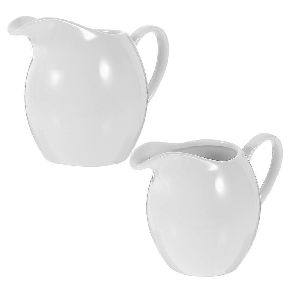 Milk Jug Ceramic Pitcher for Coffee Serving 2Pcs White Porcelain