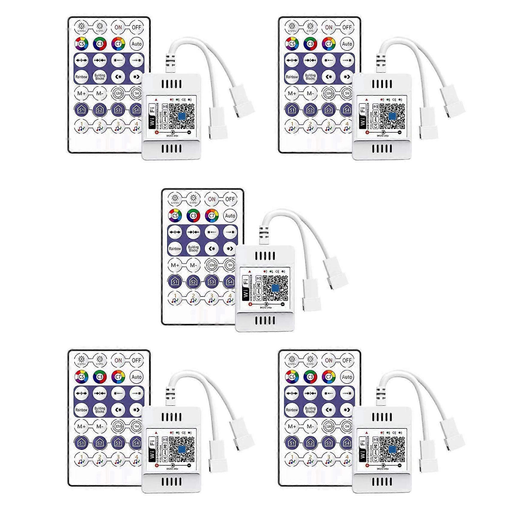 5X DC12-24V 28 Key RF Controller WiFi APP Music Voice Remote Control for WS2812B WS2811 RGB LED Strip Light Home Dimmer